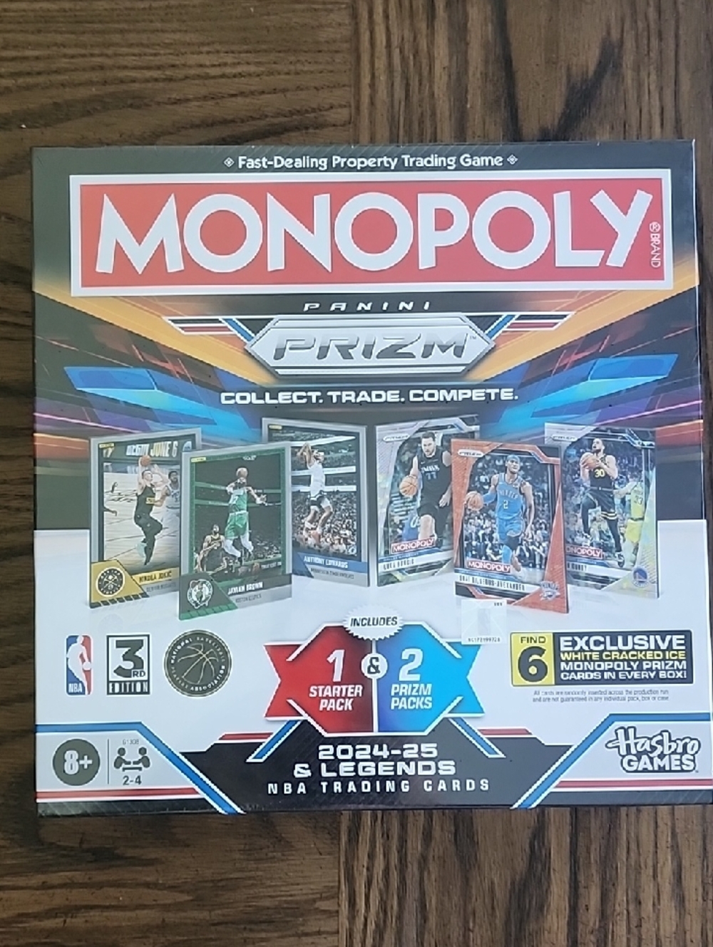 Hasbro Monopoly Panini Prizm NBA Trading Card Game - Red, White, Blue